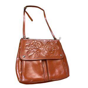 Patricia Nash Embossed Leather Crossbody Bag  Adjustable Strap  Floral Design  B